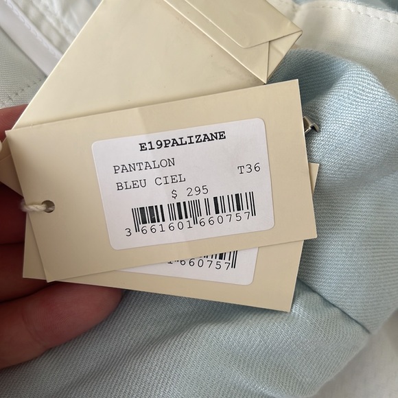 Maje Palizane Cropped Straight-leg Pants: baby blue - Picture 3 of 5